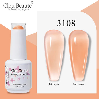 Clou Beaute Semi-transparent Jelly Color UV Gel Manicure Gel Nail Nail Supplies For Professionals Semi-permanent Varnish 15ml