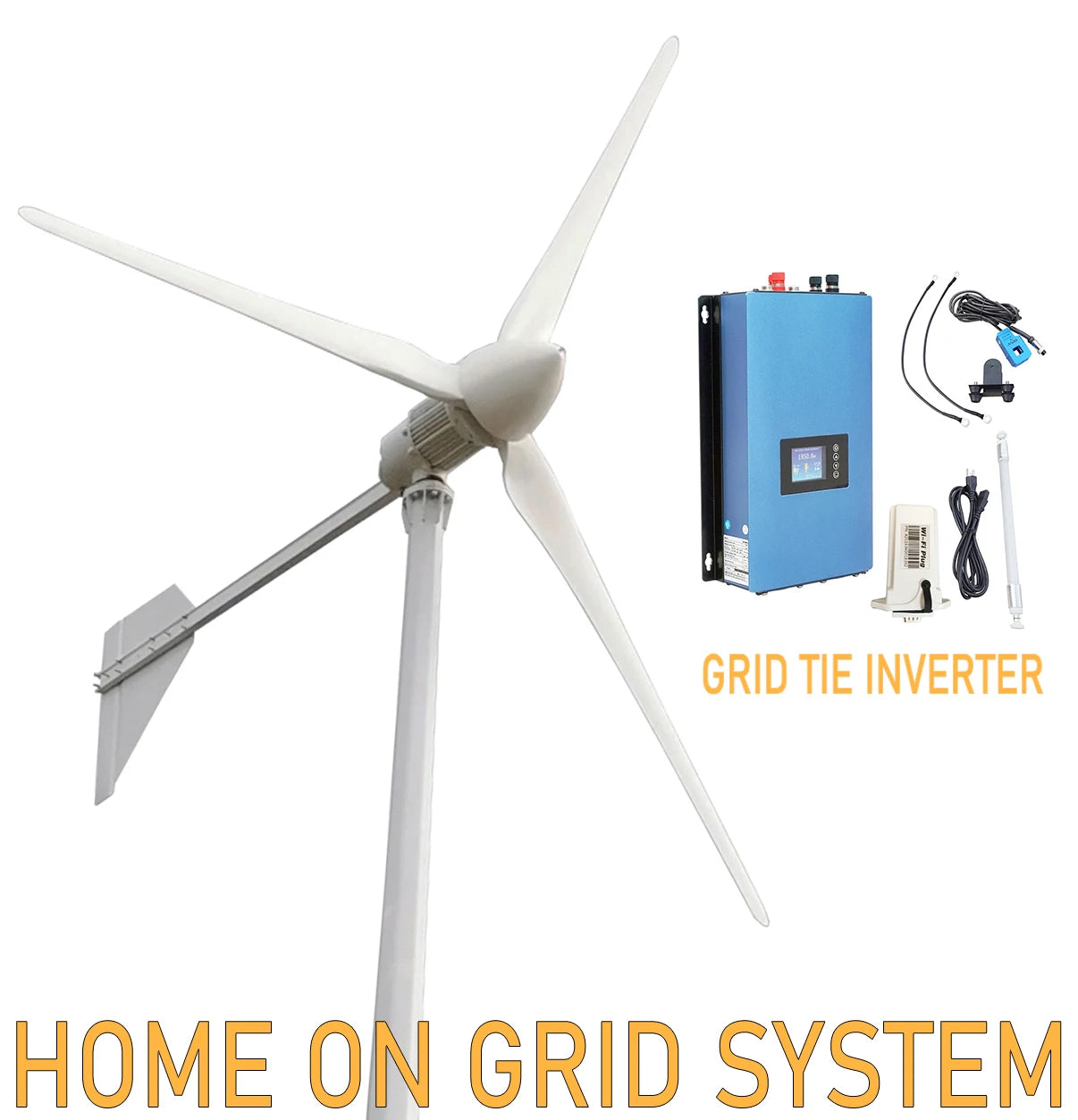 REAL POWER Horisontell Vindturbin 1kW/2kW – Nätansluten Inverter eller MPPT Hybrid Off-Grid Hushåll