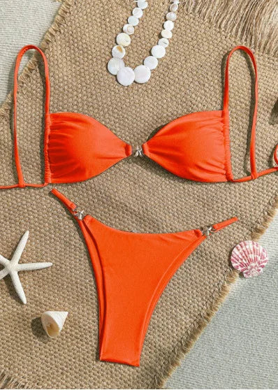 Sexy Triangle Mini Bikini Set Micro Thongs Solid Swimsuit Women Bathing Suit Biquini Bandage Beachwear Swimwear Thong Bikini