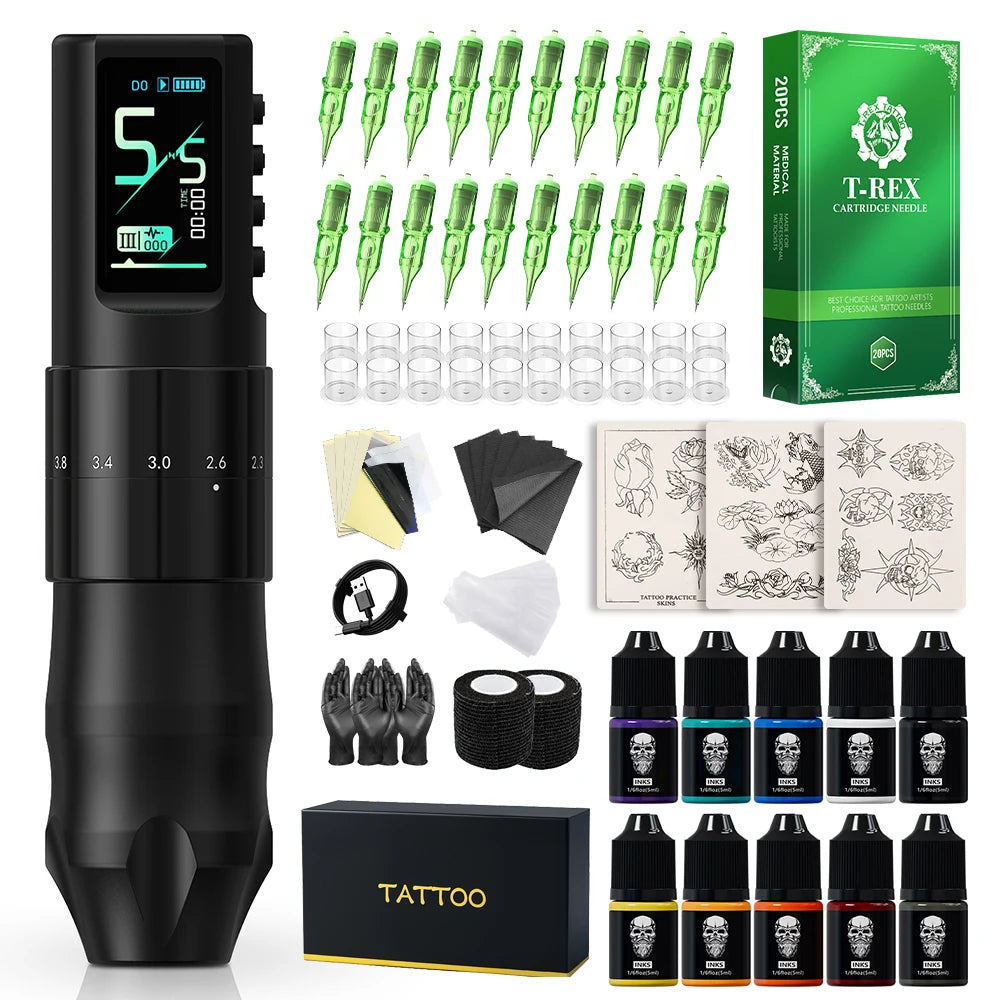 XNET Nebula Wireless Tattoo Machine Full Kit With Tattoo Printer 7 Strokes 1600mAh Battery Tattoo Set For Beginners for Tattoo