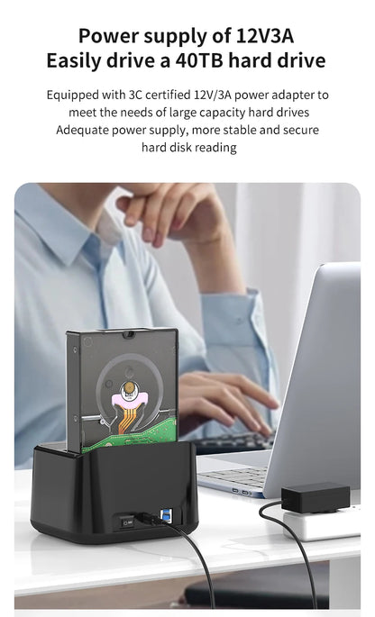 GODO HDD Docking Station SATA to USB 3.0 Adapter for 2.5 3.5 SSD Disk Case HDD Box Dock Hard Drive Enclosure Docking Station
