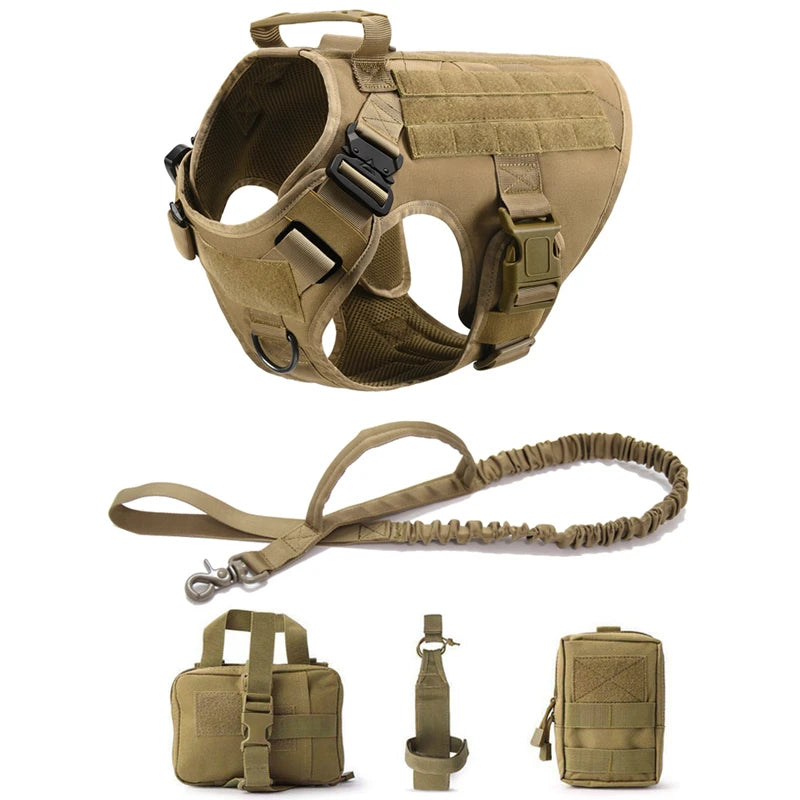 Taktisk Militärhundsele & Koppelset – För Schäfer, Golden Retriever & Stora Raser, S–XL