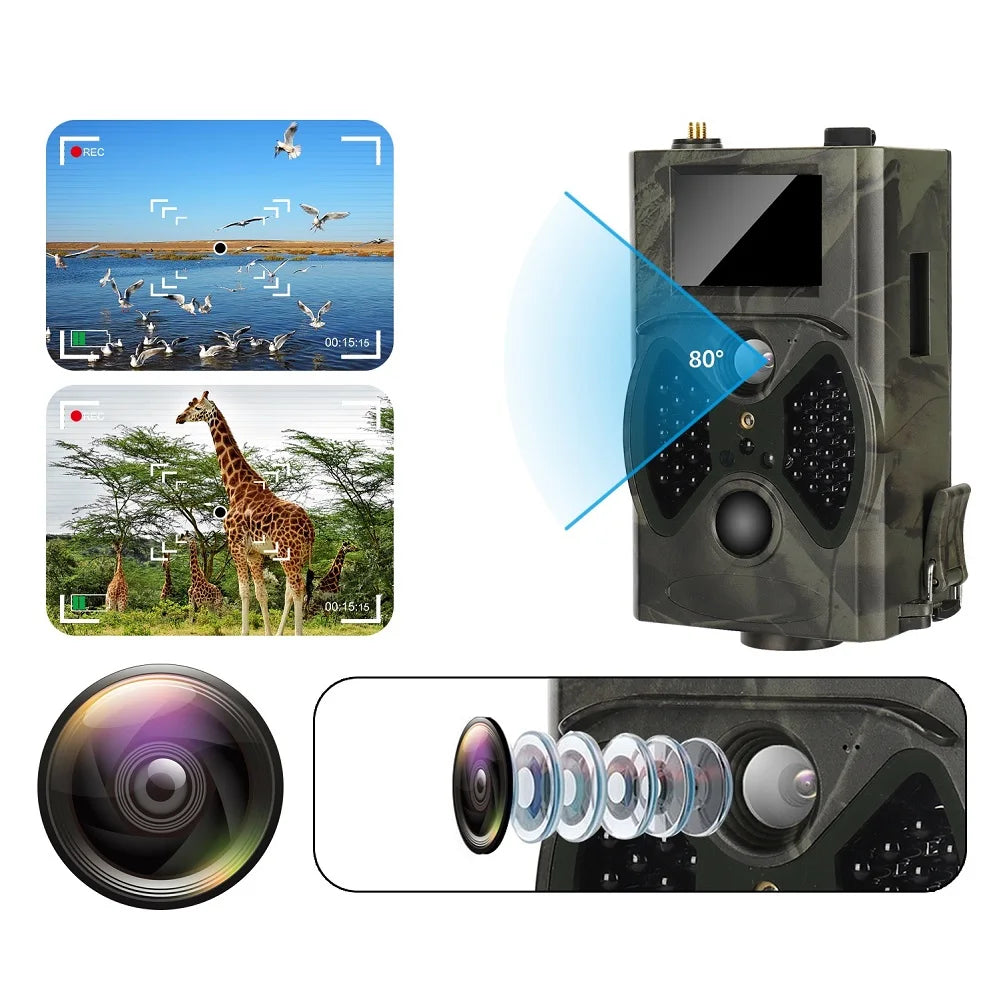 2G GSM MMS SMTP Hunting Trail Camera Cellular Mobile 16MP 1080P Photo Traps Wild Camera HC300M Wireless Wildlife Surveillance