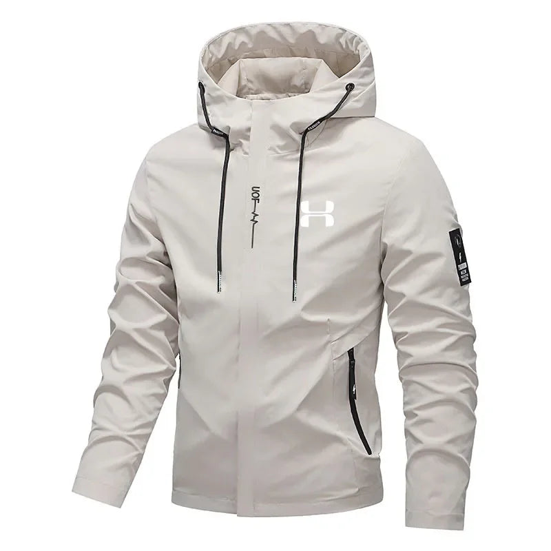 Herr Streetwear Hoodjacka – Casual Zip, Lös Passform, Utomhus Vindbrytare, S–XXXL