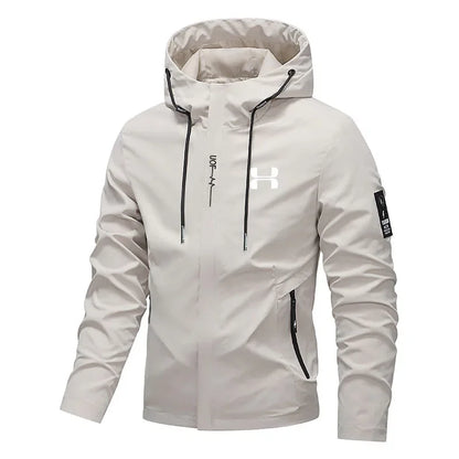 Herr Streetwear Hoodjacka – Casual Zip, Lös Passform, Utomhus Vindbrytare, S–XXXL