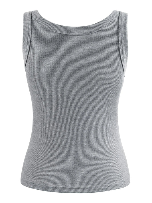 Dam Ribbed 100% Bomull Linne – Ärmlös O-ringning Bodycon Mjuk Andningsbar Sommar, 1/2/3-pack S–XXXL