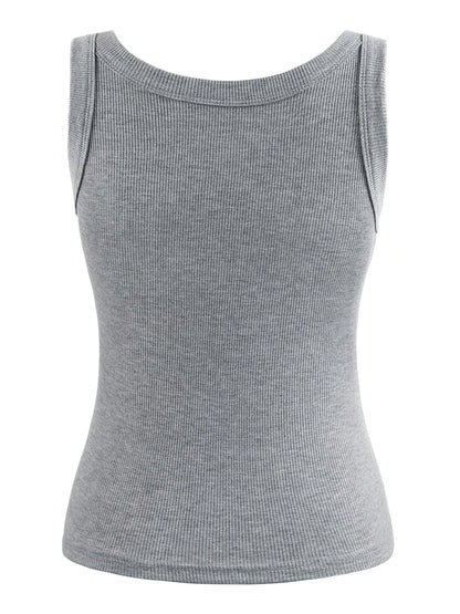 Dam Ribbed 100% Bomull Linne – Ärmlös O-ringning Bodycon Mjuk Andningsbar Sommar, 1/2/3-pack S–XXXL