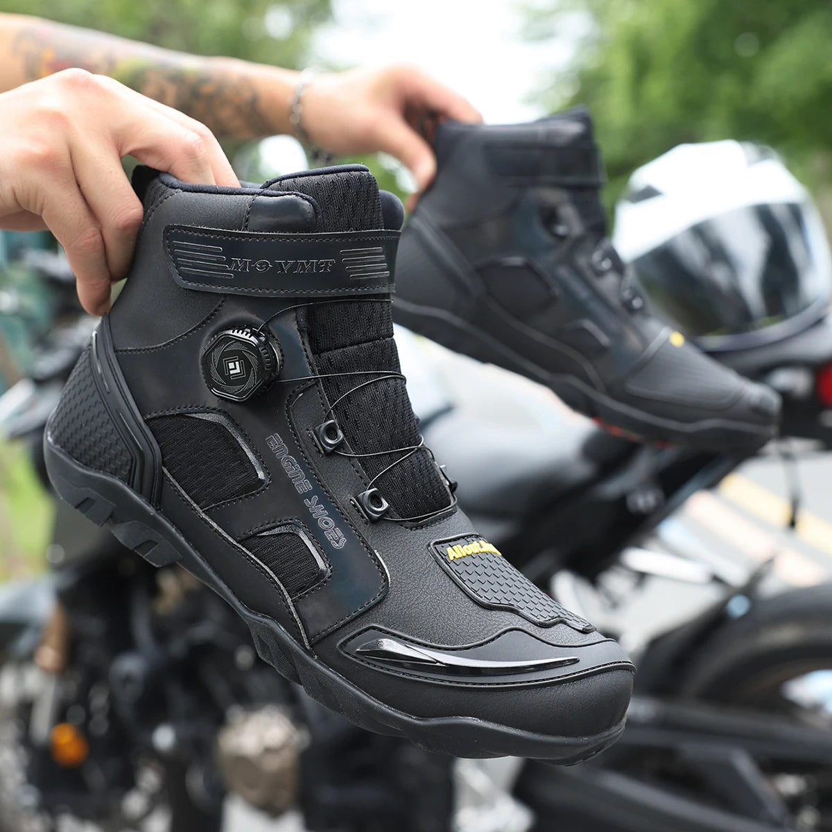 Motorcykelkängor i läder för män