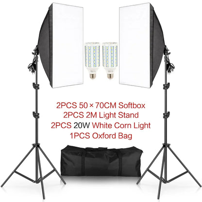 SH 1pc-3Pcs Photography 50x70CM Softbox Lighting Kits Professional Light System With E27 Photographic Bulbs Photo Studio
