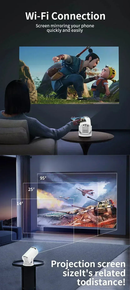 2026 New Mini HY300 Projector Android 13 4K Supported Native 1080P WiFi Bluetooth Home & Outdoor Movie Projector For Bedroom