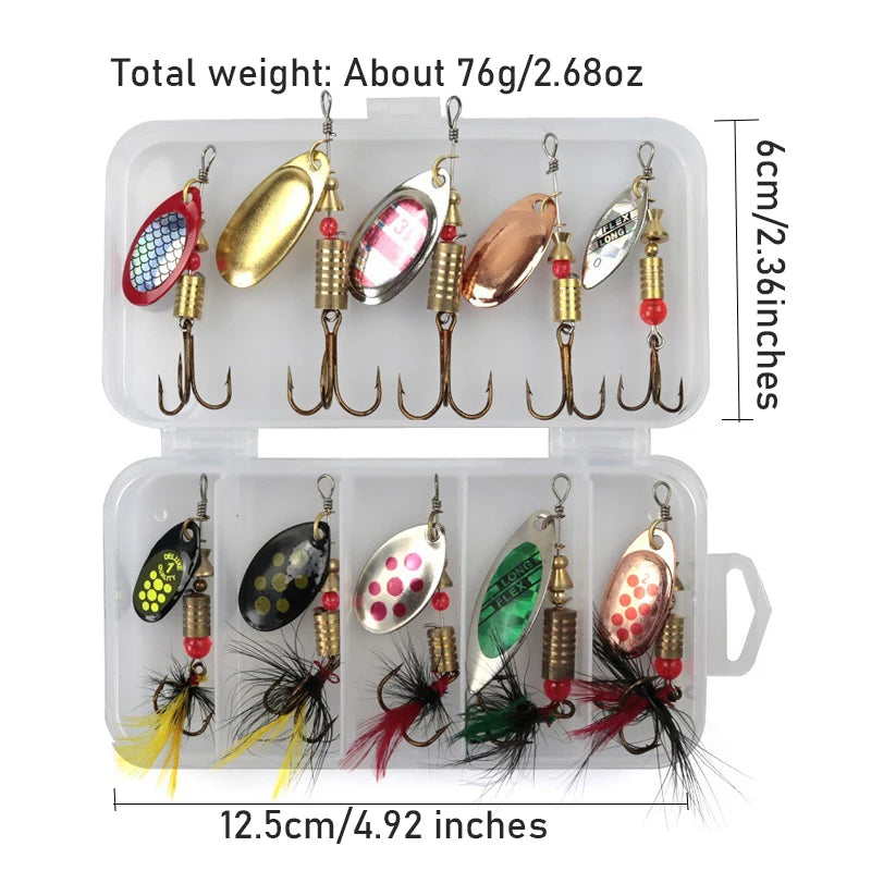 Metal Spoon Spinner Fishing Lure 10pcs Set Spoonbait Crankbaits Fishing Wobblers for Pike Crochet Kit Artificial Bait