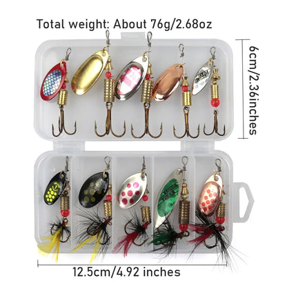 Metal Spoon Spinner Fishing Lure 10pcs Set Spoonbait Crankbaits Fishing Wobblers for Pike Crochet Kit Artificial Bait