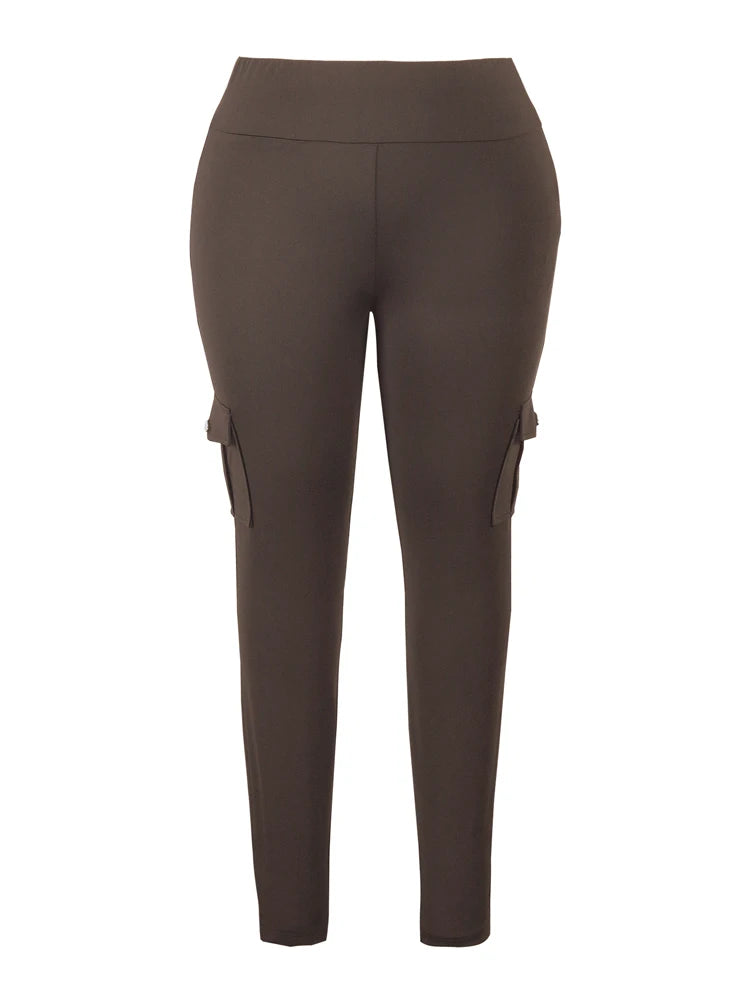 Plus Size Women's Butt Lift Leggings with Flap Pockets Women's Workout Leggings All Season All Season Casual Best Choice
