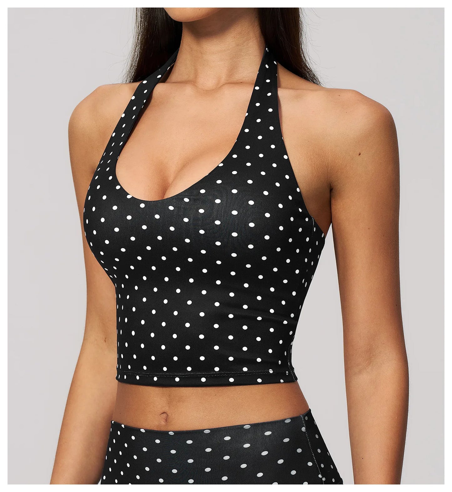 Yoga Bra Women Sports Underwear Fitness Crop Top Polka Dot Yoga Vest Deep V Backless Sports Vest Female Workout Shockproof Tops