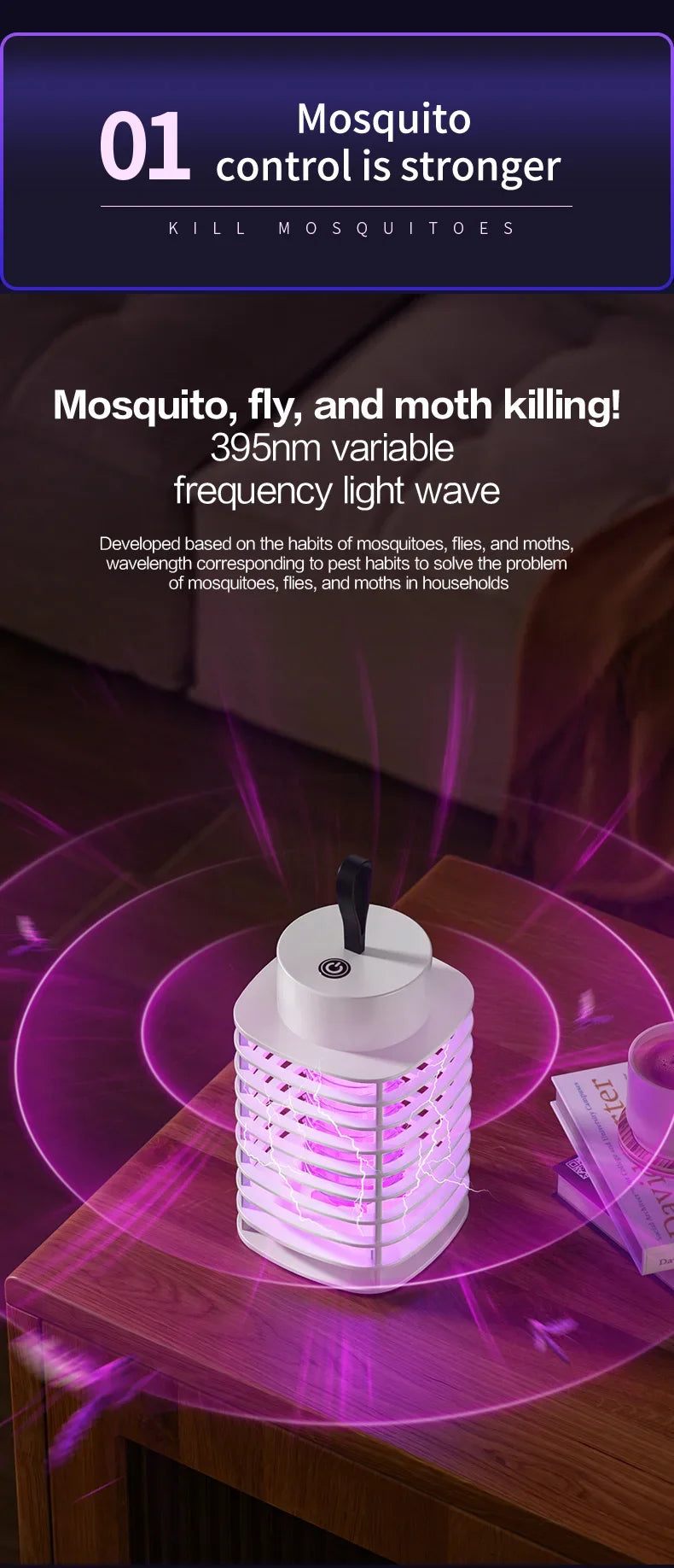 Mosquito Killer Lamp LED Bug Zappers Indoor Mosquito Zappers Fly Zappers Light Trap for Home Kitchen Backyard Garden Camping Pat