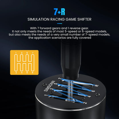 SIMSONN Sim Racing Gear Shifter 7+R / 6+R H Gear for Driving Simulator Games Manual Gear USB for PC Logitech G25 G27 G29 G920