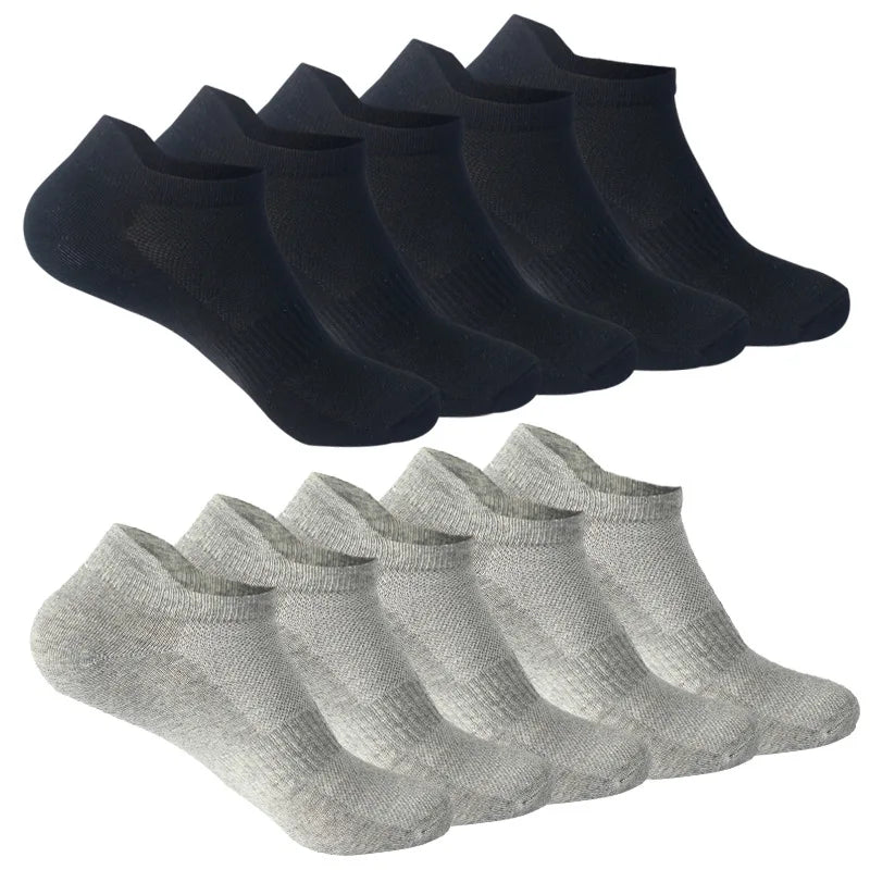 10 Pairs 100% Cotton Men Socks Summer Thin Breathable Socks High Quality No Show Boat Socks Black White Gray Short For Students
