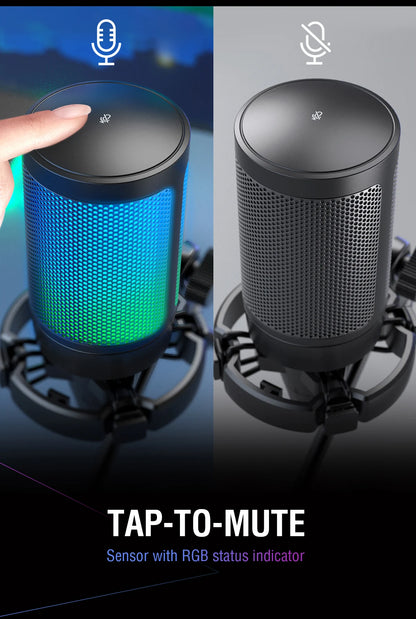 FIFINE USB Gaming Microphone,Condenser MIC with RGB,for PC PS4 PS5 MAC,Suit for Podcasters/Gamers/Influencers/Home Studio