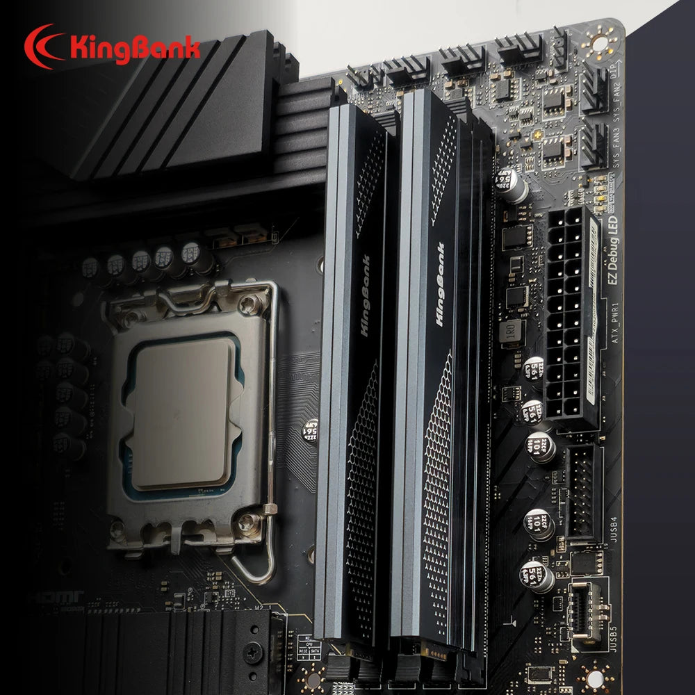 KingBank KFXB Series DDR5 Memory 24GBx2 6800MHz 6000MHz Dual Channel for Gaming And Overclocking with Heatsink Black