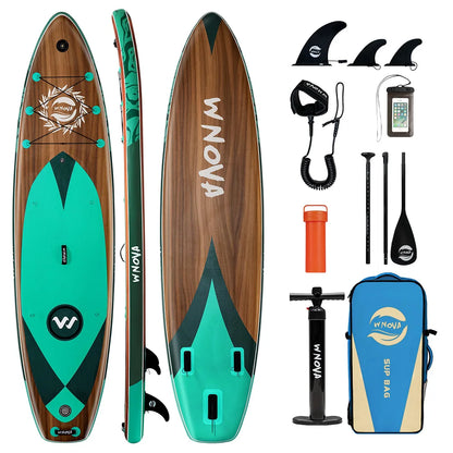 WNOVA W026 Uppblåsbar SUP-bräda – 350×86×15 cm, Ultralätt 10 kg, Halkfri