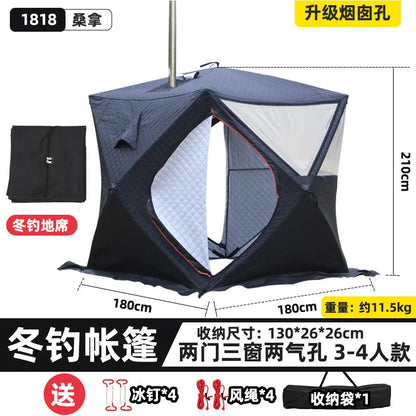 Steam sauna tent winter fishing  outdoor warm snow fishing house winter chimney mouth ice fishing tent