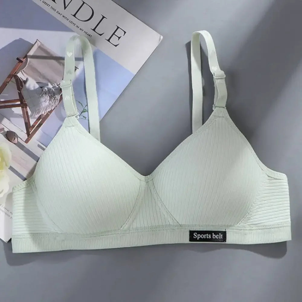 New Simple Cotton Girl Bra Underwear Student Bra Teen Thin Section Without Steel Ring Comfortable Sleep Bra Sport Vest For Woman