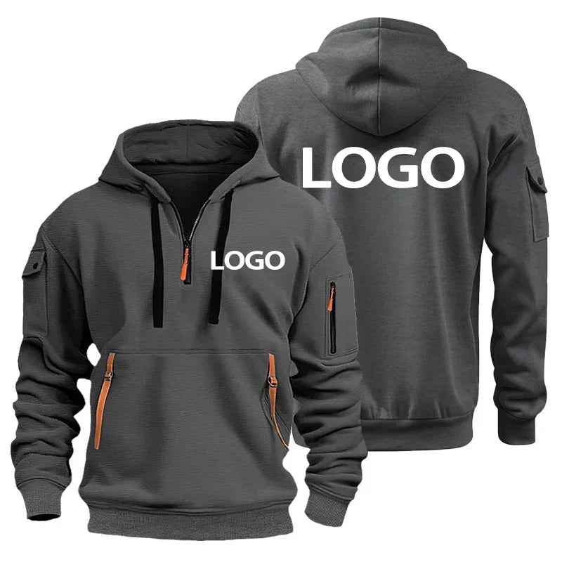 Hoodie med Dragkedja och Armfickor – Eget Tryck eller Logotyp | Herr S–XXXL