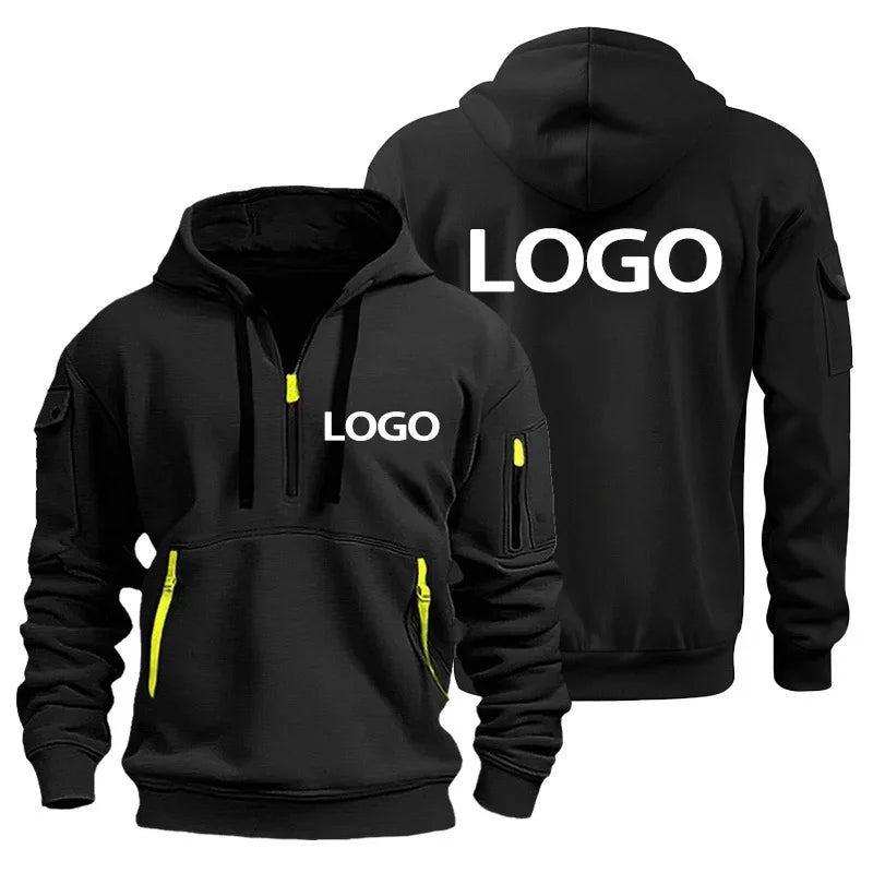 Hoodie med Dragkedja och Armfickor – Eget Tryck eller Logotyp | Herr S–XXXL