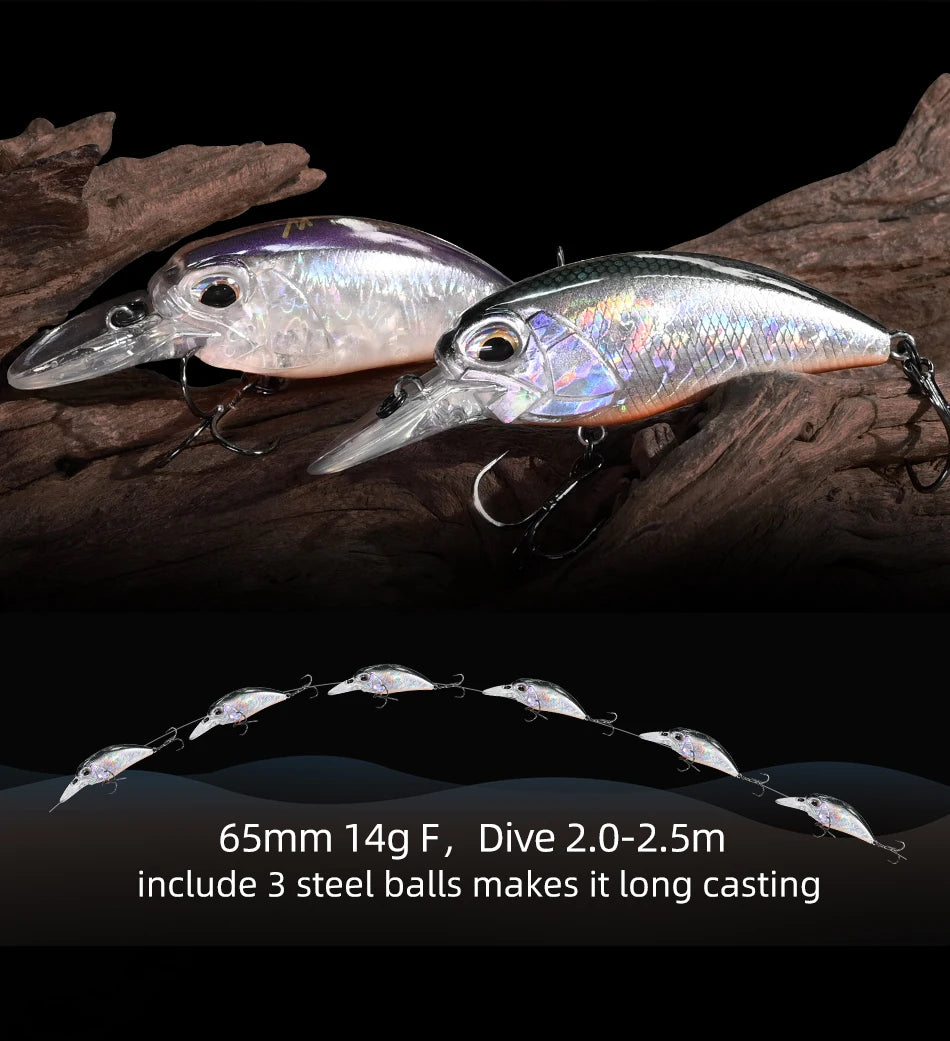 MEREDITH JERK CRANK M65 Floating 14g Hot Model Fishing Lure Hard Bait 11Color Wobbler Crank Quality Professional Depth 2.0-2.5m