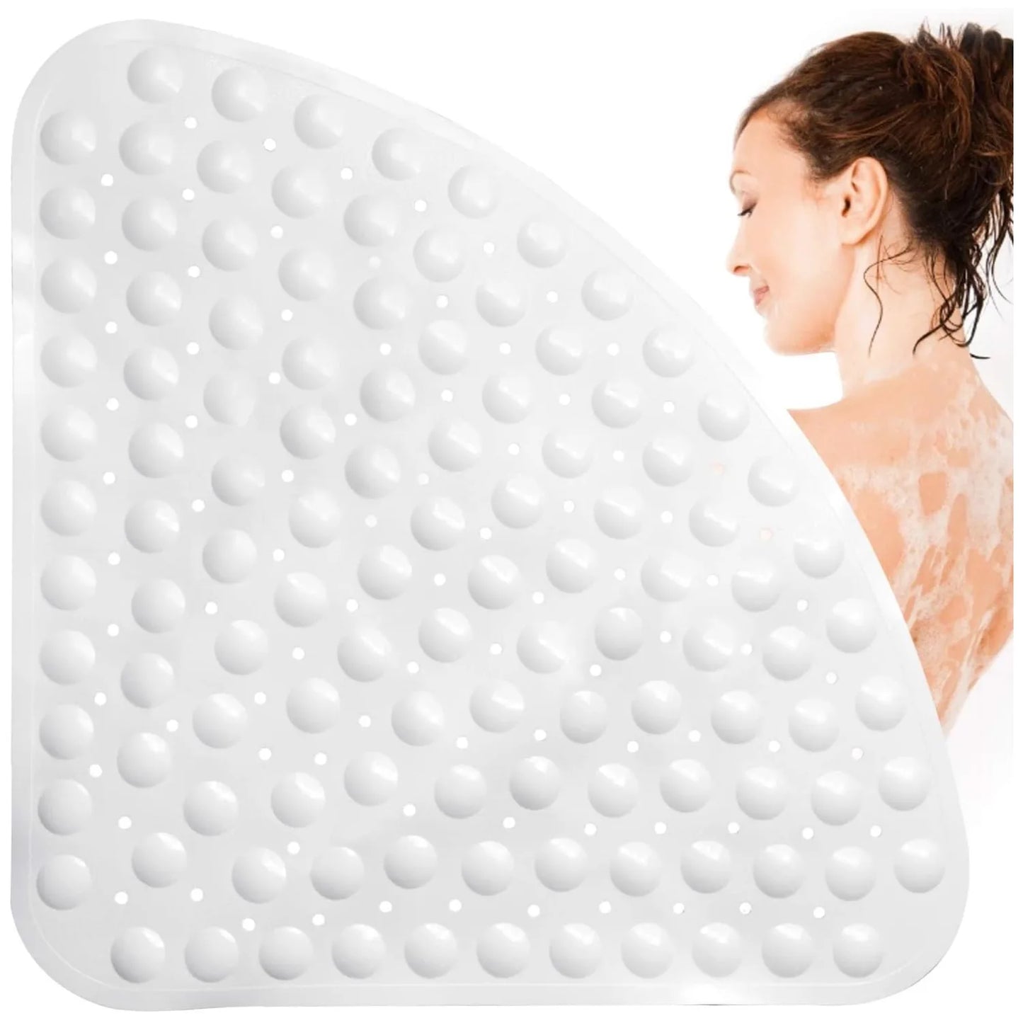 Japanese Style  Corner Fan Shape Bathroom Shower Mat Non Slip Suction Cup Bath Mat Quick‑Drain Anti‑Fall Shower Room Floor Mat