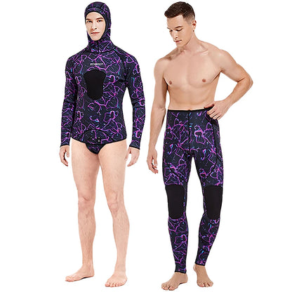 HOT 3mm Camouflage Wetsuit Long Sleeve Fission Neoprene Submersible Diving for Men Keep Warm Tops and Pants 2-pieces Sun Protect