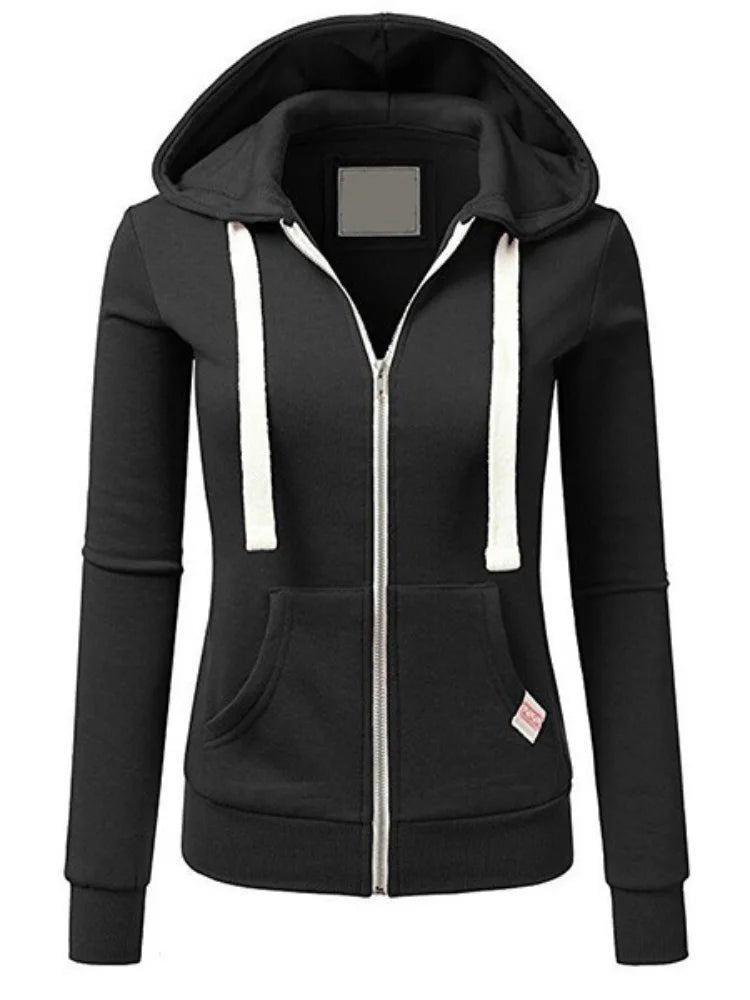 Autumn and Winter Hooded Sweatshirt for Women's Casual Streetwear, Zipper Sports Shirt, Long Sleeved Jacket, Hoodie Top, Hooded
