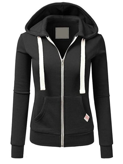Autumn and Winter Hooded Sweatshirt for Women's Casual Streetwear, Zipper Sports Shirt, Long Sleeved Jacket, Hoodie Top, Hooded