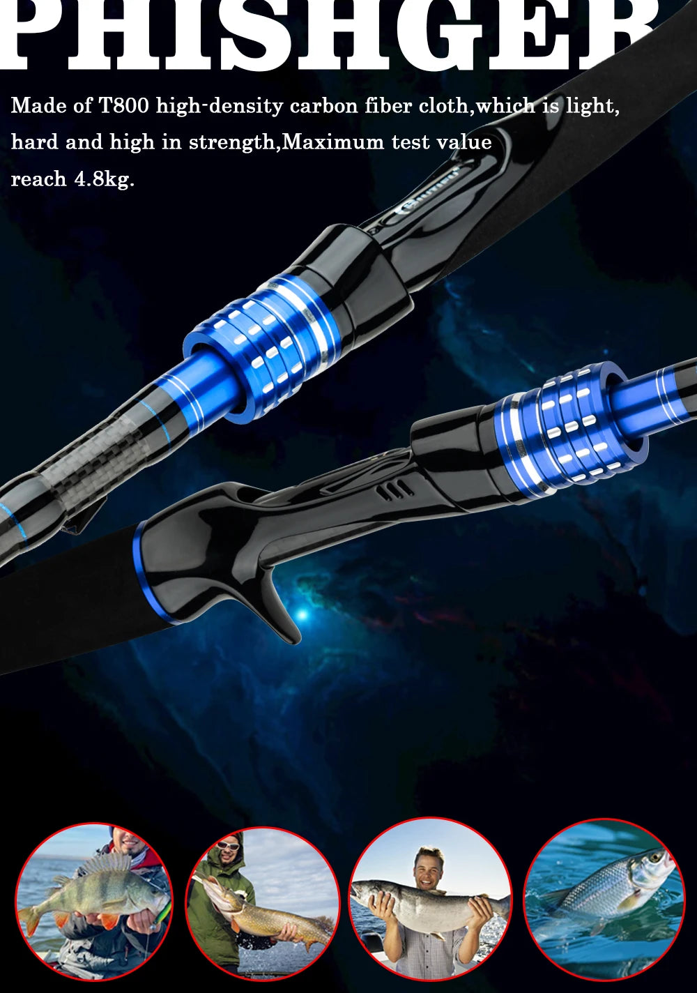 BIUTIFU Casting Spinning Lure Fishing Rods 1.68m 1.98m 2.1m 2.28m 2.4m 2.7m 3.0m 3.3m 2 Tips Baitcasting 3-80g Ultralight Fast Carbon Pole with Rod Tube Backpack For Seabass Bass Trout Pike