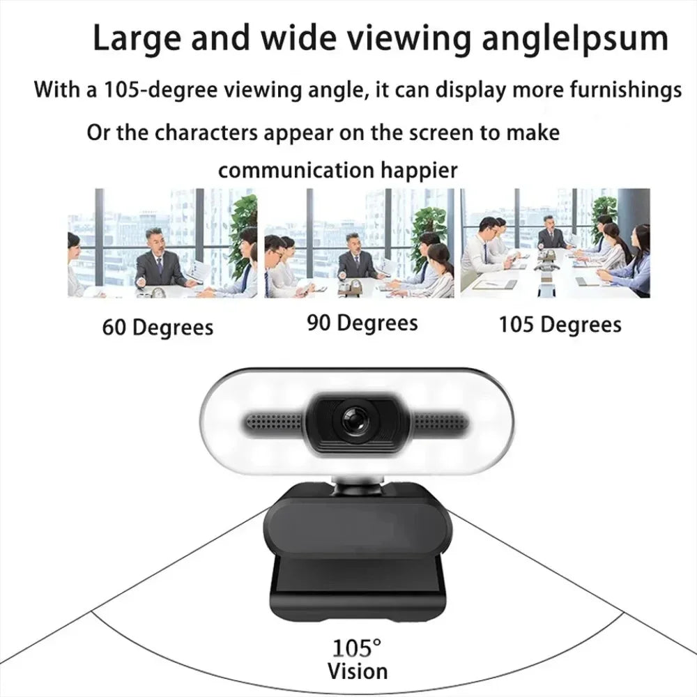 USB-webbkamera med mikrofon och utfyllnadsljus – 2K/4K-val