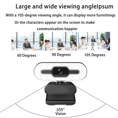 USB-webbkamera med mikrofon och utfyllnadsljus – 2K/4K-val