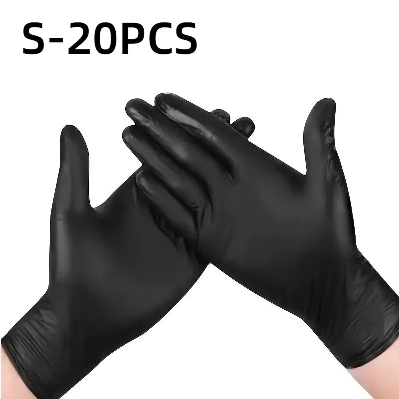 20/60/100PCS Black Disposable Nitrile Gloves Powder Free Waterproof Gloves for Tattoo Supplies Beauty Salon Cleaning Tool