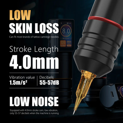Ambition Ninja Pro+ Wireless Tattoo Machine Billing Battery Professional Rotary Pen Strong Coreless Motor 2000mAh for Artister