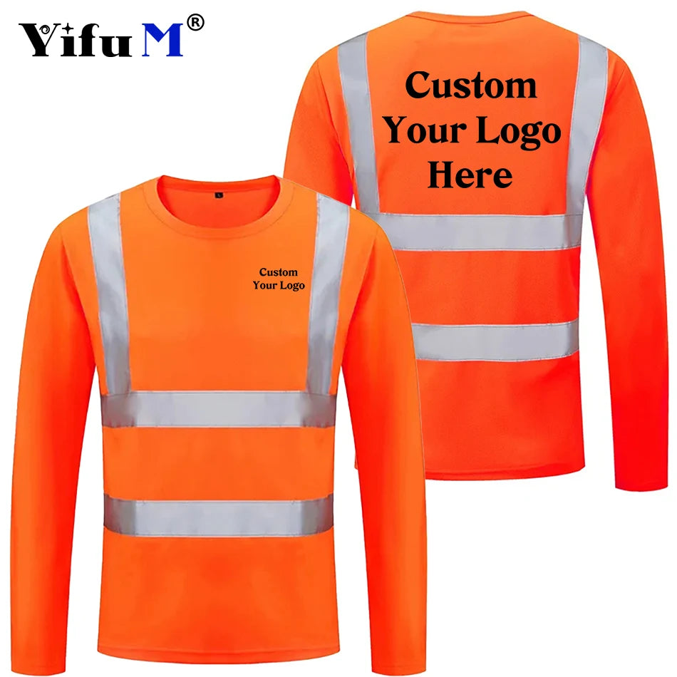 DIY Logo Outdoor Sports Fluorescent High Visibility Safety Work Shirt Breathable Work T Shirt Reflective Vest T-shirt Quick Dry