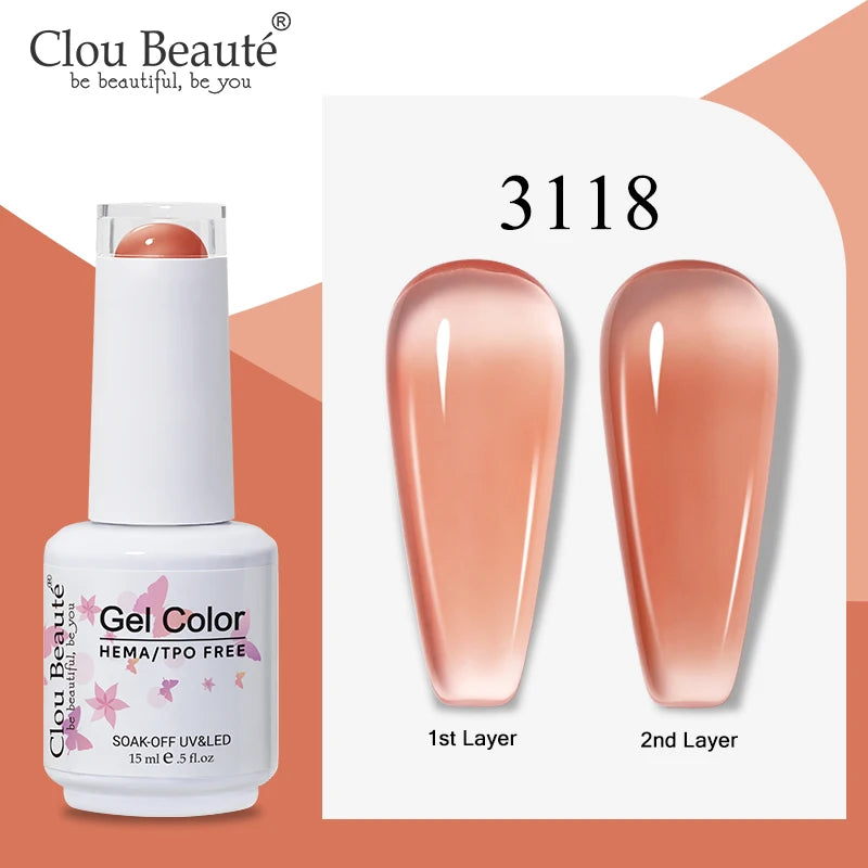 Clou Beaute Semi-transparent Jelly Color UV Gel Manicure Gel Nail Nail Supplies For Professionals Semi-permanent Varnish 15ml
