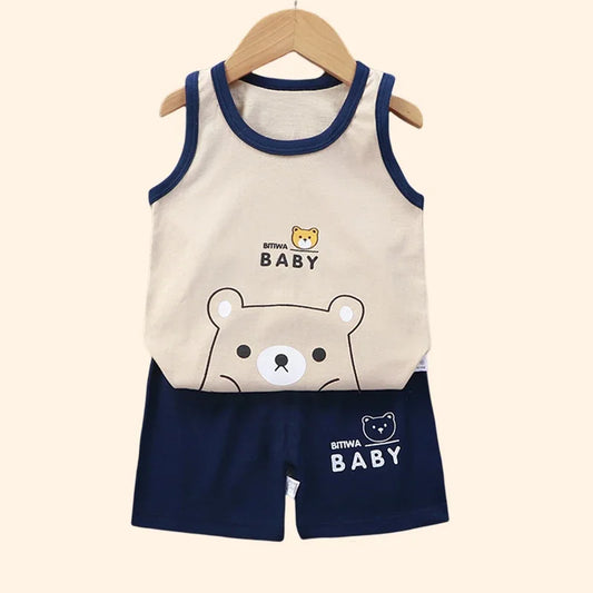 Barnkläder Set Väst och Shorts Sommar Bomull Unisex