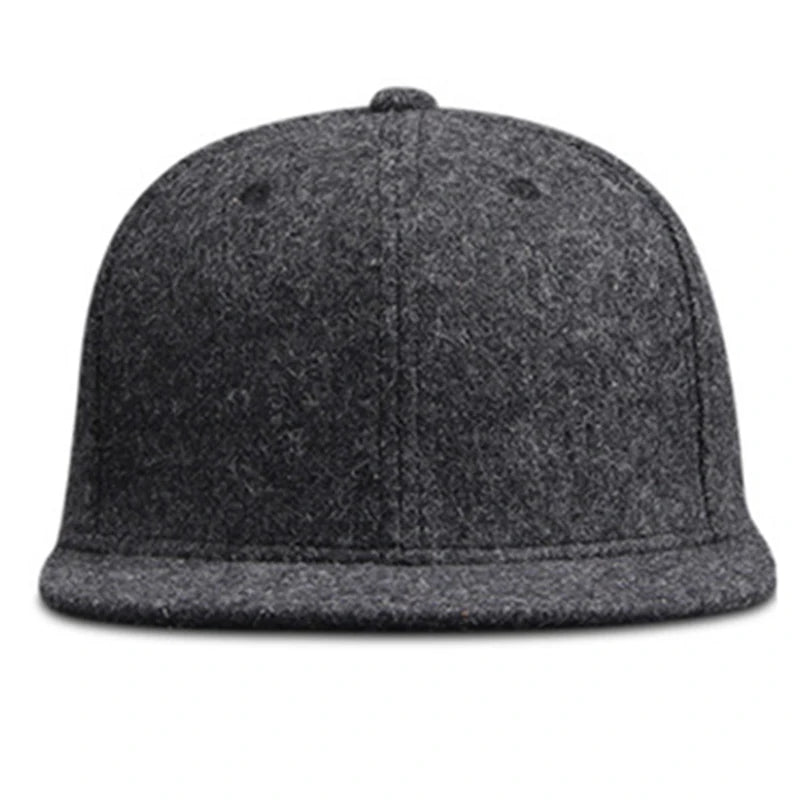 Woolen Winter Full Closed Fitted Cap Hat New York Size Trucker Men Bill Hip Hop Solid Baseball Blank Flat Visor Brim Era