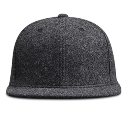 Woolen Winter Full Closed Fitted Cap Hat New York Size Trucker Men Bill Hip Hop Solid Baseball Blank Flat Visor Brim Era