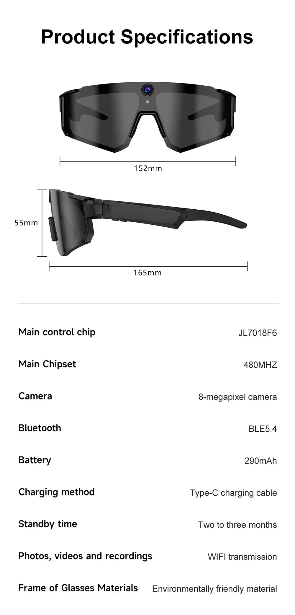 Xiaomi AI Smart Glasses1080P Camera 8MP Anti-shake Cycling Video&Photo Sport Sunglasses ChatGPT DualMic 32GB Windproof Goggles