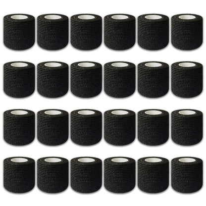 48/24/3PCS Black Tattoo Grip Cover Wraps Self-Adhesive Elastic Bandage Tape Breathable Strong Sports Tape Athletic Bandage Rolls