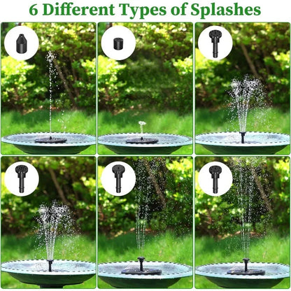Soldriven Fontänpump för Trädgård och Fågelbad – 6 Munstycken, 1W/1,5W/2,5W