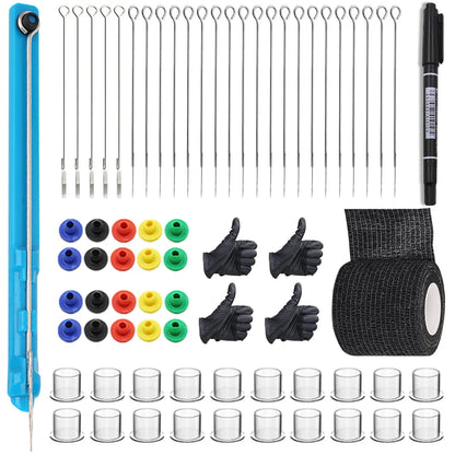 3D Hand Poke and Stick Tattoo Kit Tattoo Needle Tattoo Ink Cup Pigment Glover Bandage Kit for DIY Body Arts Beginners Practice