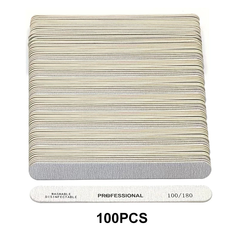 10-100PCS Wooden Nail File Professional Sanding Buffer Files 100/180/240 Double Side For Nail Art Pedicure UV Gel Tips Tools