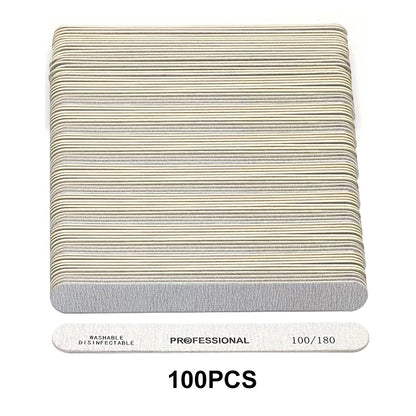 10-100PCS Wooden Nail File Professional Sanding Buffer Files 100/180/240 Double Side For Nail Art Pedicure UV Gel Tips Tools