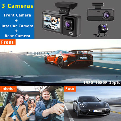 WIFI 3 Camera Dash Cam Cabin Car Dvr 1080P Interior Vehicle Three Way Channel Dvrs Recorder Video Registrator Dashcam Camcorder